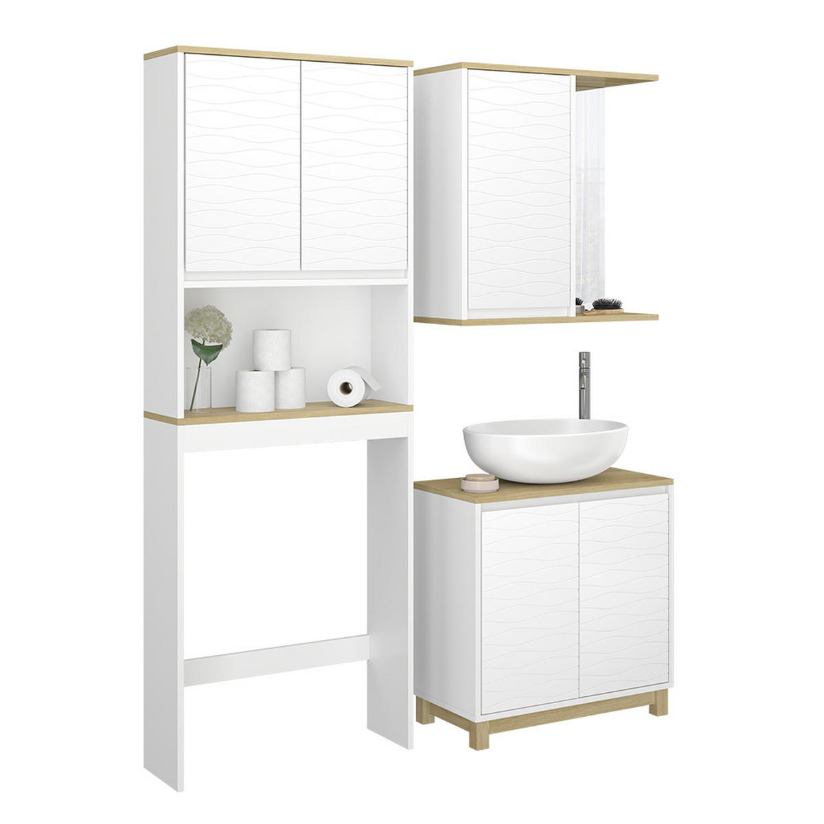 KOUPELNOVÝ NÁBYTEK Livia Bílá/dub - bílá/barva dubu, kompozitní dřevo (60/60/30cm) - Vicco