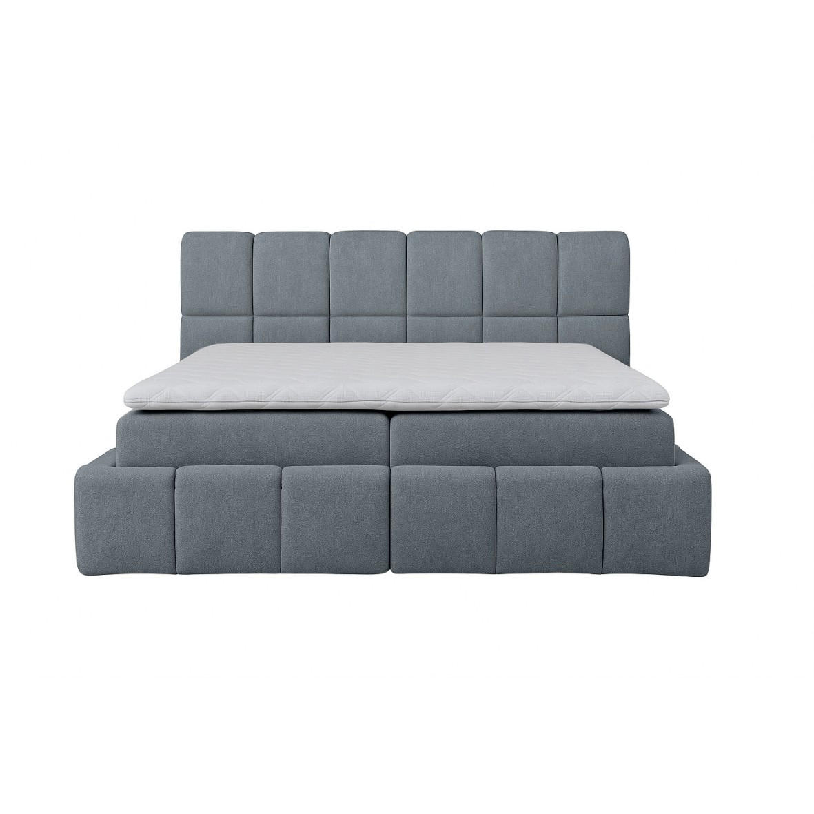 BOXSPRINGBETT AURA mit Topper und Bettkasten, Steingrau, H3 Bonell, 200x200 cm - Schieferfarben, Textil (200/200cm) - KS Home Concept