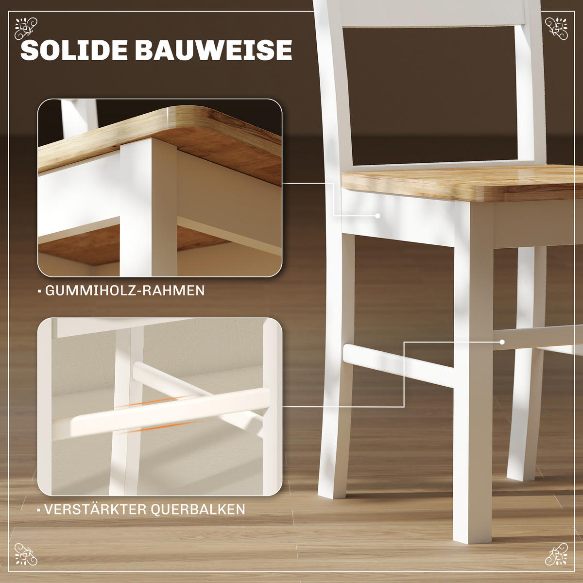 ESSTISCH 69 x 69 cm Esszimmerstühle 2er Set Küchentisch für 2-4 Personen Eiche - Eichefarben/Weiß, Holz (69/75/69cm)
