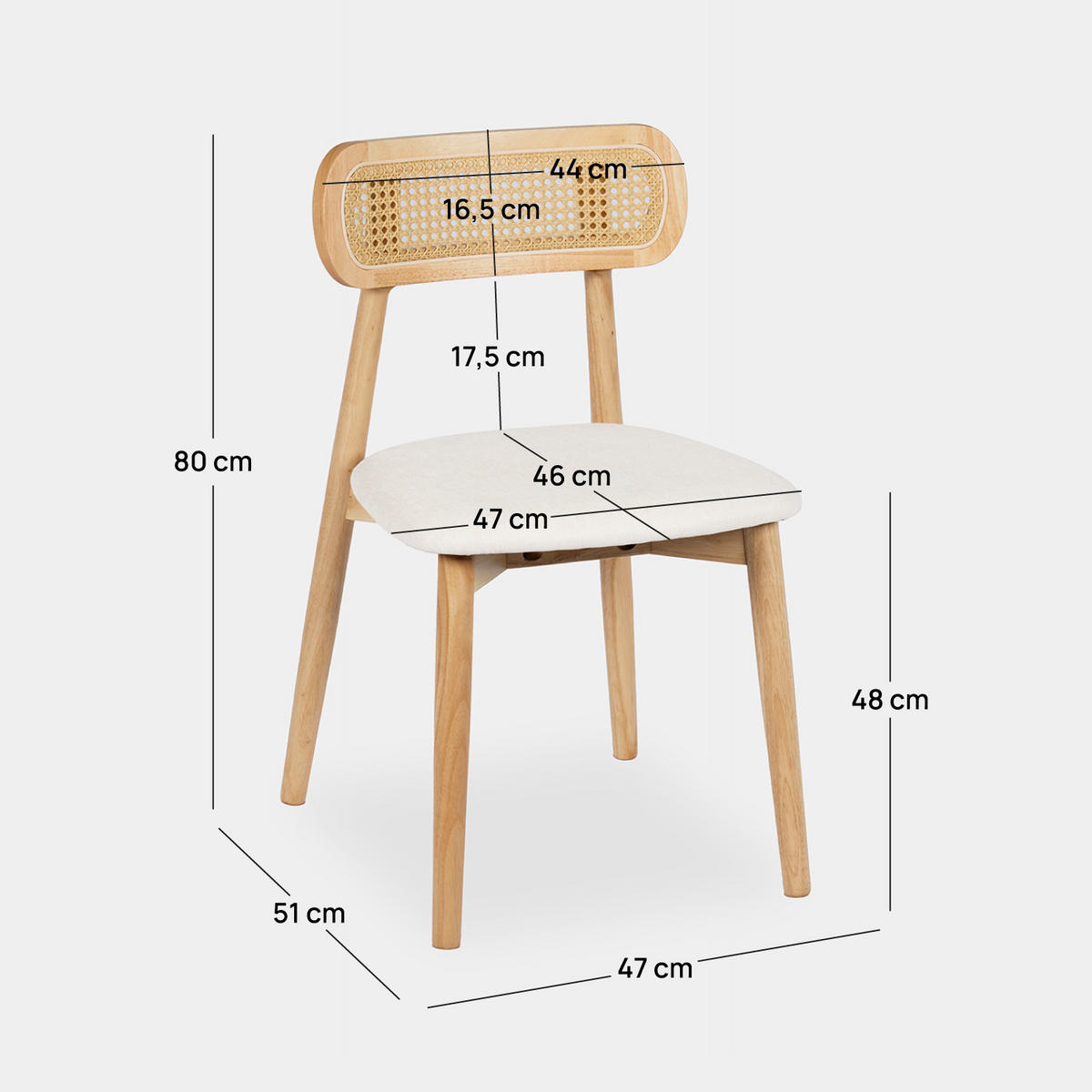 ESSZIMMERSTUHL Leyre Natürlich 47 cm x 80 cm 2er-Set - Naturfarben, Textil (47/80/51cm) - Klast Home