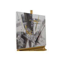 RUČNE MAĽOVANÝ AKRYLOVÝ OBRAZ 60/60 cm, sivý, abstraktný geometrický motív - sivá, drevo/textil (60/60cm) - KUNSTLOFT