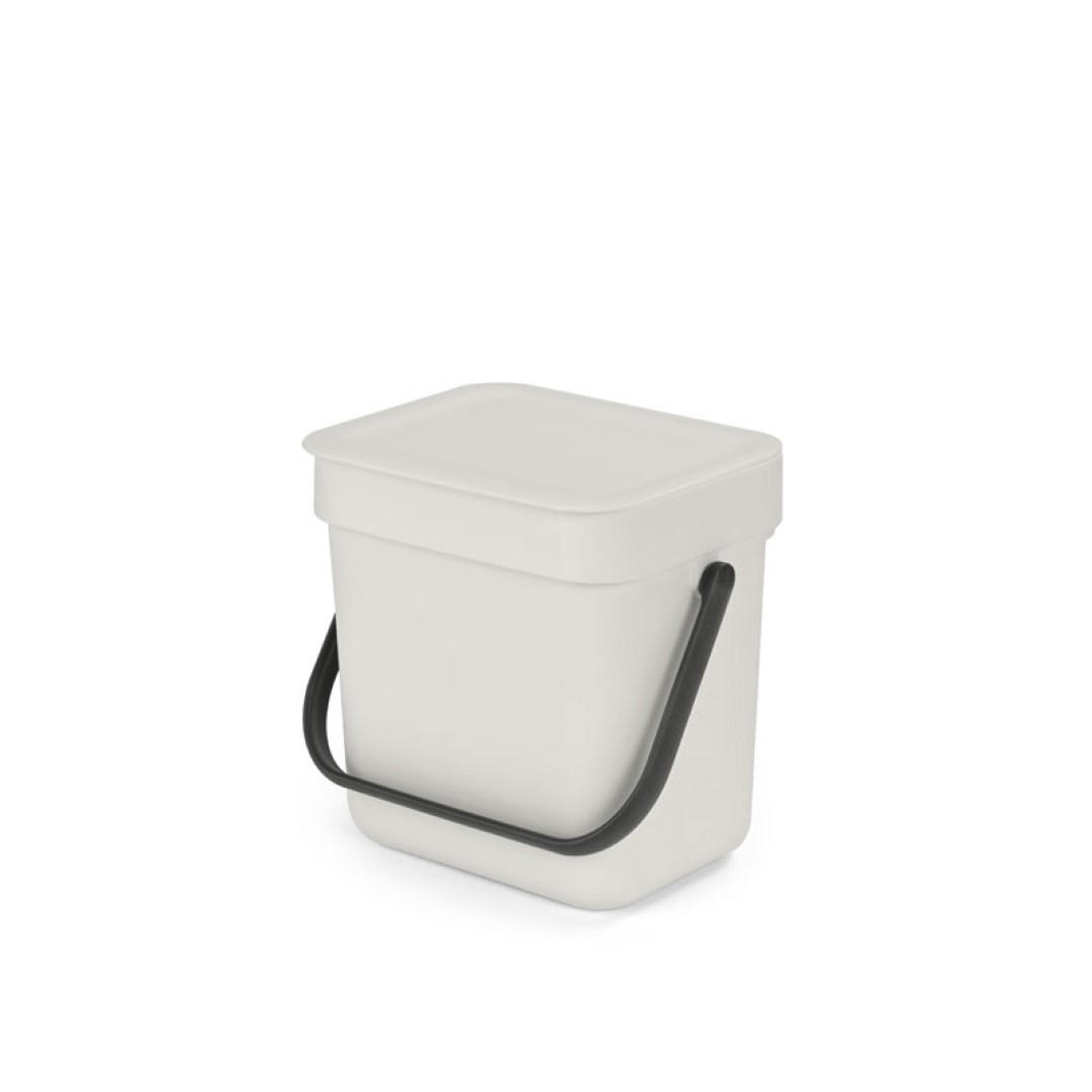 MÜLLEIMER Mit Stay Open Deckel 3 Liter 17,4 x 18,8 x 13,9 cm Kunststoff Hellgrau - Grau, Kunststoff (18.8/17.4/13.9cm) - PROREGAL
