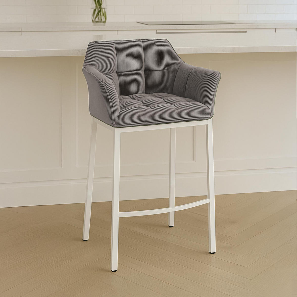 BARHOCKER Metall Taupe - Taupe/Weiß, Metall (64/110/48cm) - CLP