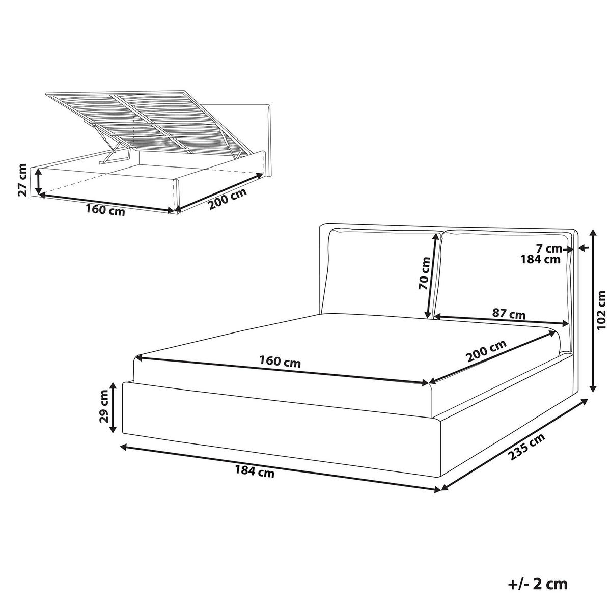 BETT 160/200cm Cremeweiß Bajonna - Creme, Textil (160/200cm) - Beliani
