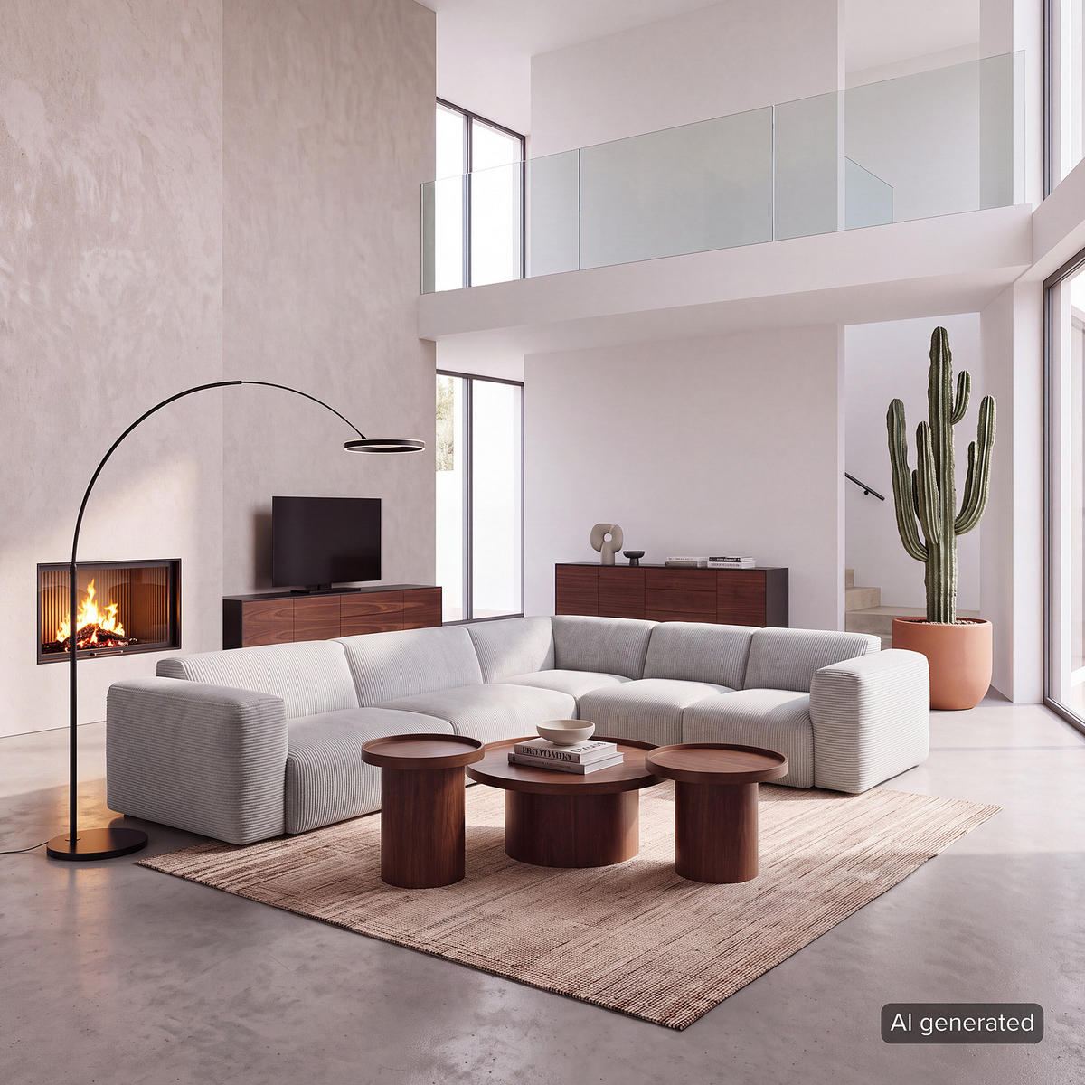 ECKSOFA mit Rundecke - Schwarz/Grau, Kunststoff/Textil (325/260cm) - home24