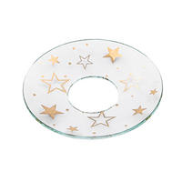 GLAS-KERZENMANSCHETTE (Bobeches) "Sternenregen in Gold" für Kerzen bis Ø 25 mm - Transparent, Paraffin (7/0.2/7cm) - Holfeuer Crystal Design