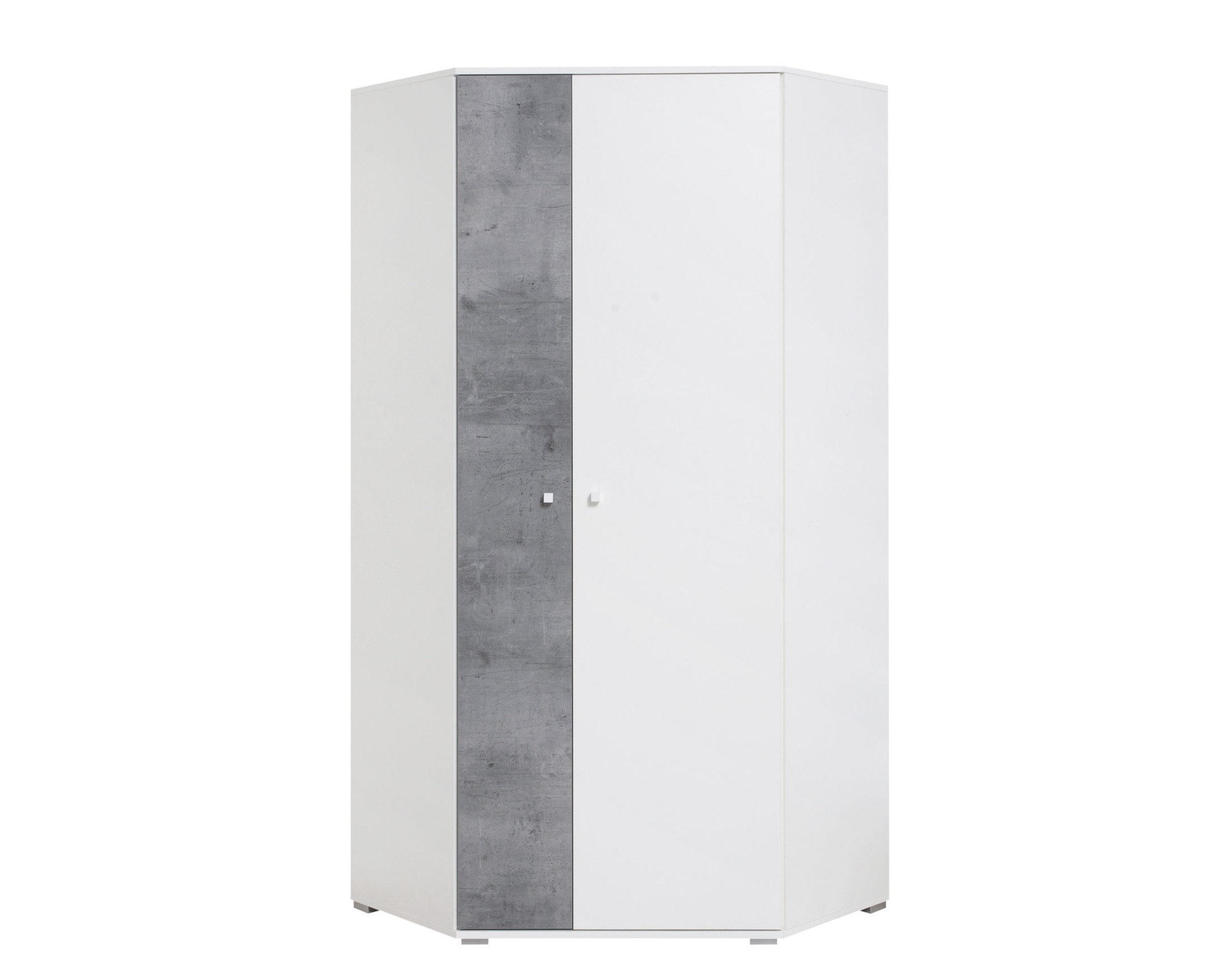 Deine Möbel 24 Eckschrank Weiß, Grau 90x190x90 cm