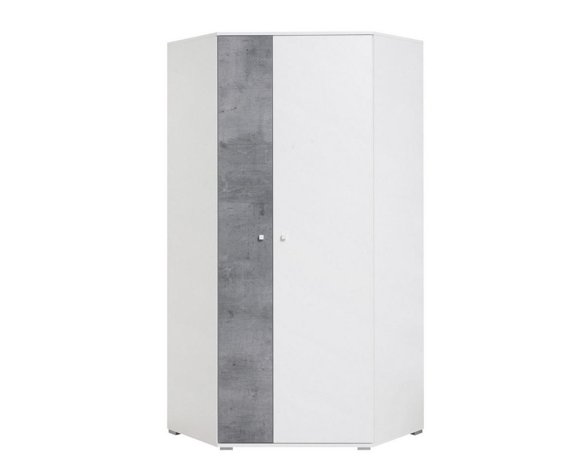 ECKSCHRANK SIMON 02 Weiß/Grau 90/90/190 - Weiß/Grau, Holzwerkstoff (90/190/90cm) - Deine Möbel 24