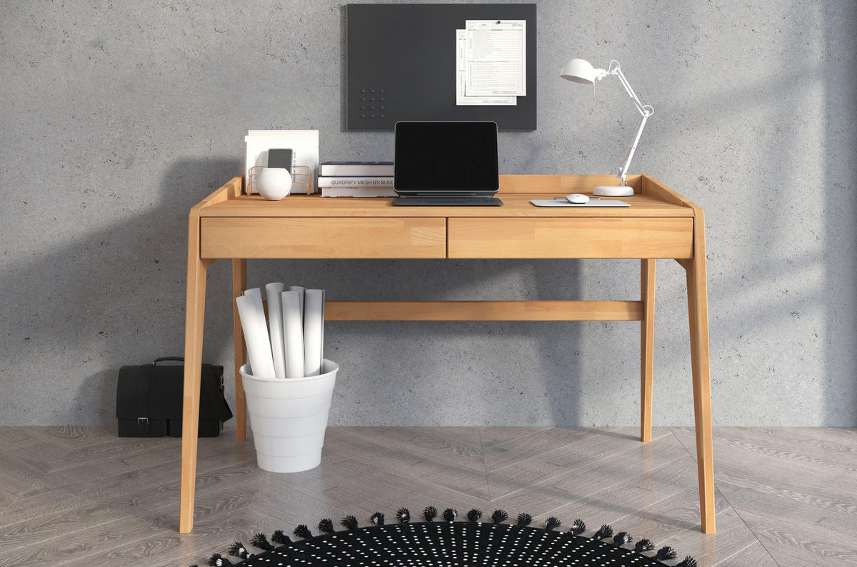 SCHREIBTISCH Lisa, 125/70/81 cm in Naturfarben, Buchenholz - Buchefarben, Holz/Buchenholz (70/125/81cm) - Visby