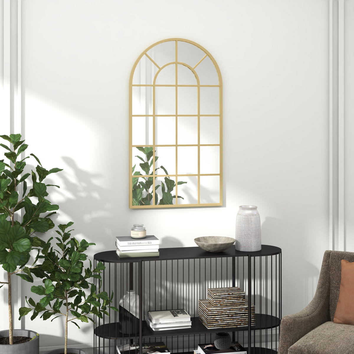 WANDSPIEGEL Garderobenspiegel 110 x 65cm Flurspiegel mit Metallrahmen - Goldfarben, Glas (65/2.5/110cm) - HOMCOM