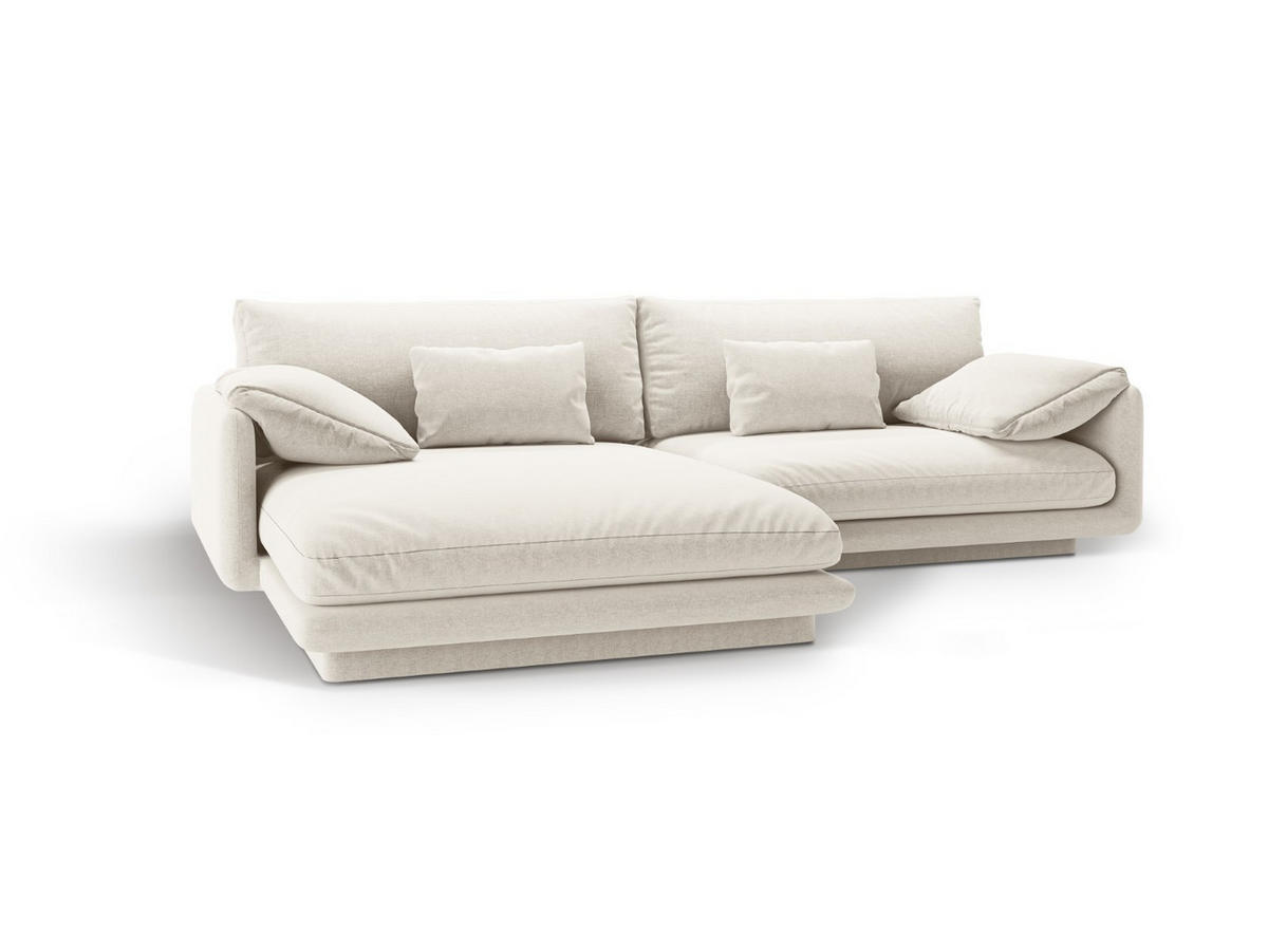 ECKSOFA links Torino aus strukturiertem Stoff elfenbein 4 Sitzplätze - Ecru, Textil (170/250cm) - Micadoni