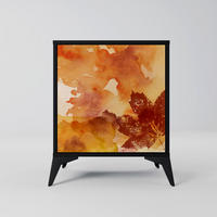 SIDEBOARD TRACES OF AUTUMN, Schwarz, 57,5x42x70,5 cm, Schwarze Metall-Sternfüße - Multicolor/Schwarz, Holzwerkstoff/Metall (57.5/70.5/42cm) - SpaceRebels