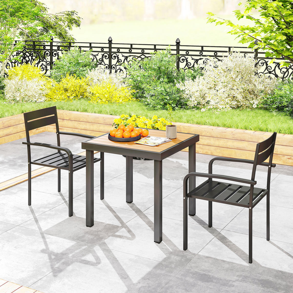 GARTENSTÜHLE 2er-Set DE-13259 stapelbar mit Armlehnen Dunkelgrau - Dunkelgrau, Metall (56/83/58cm) - ComfortXL