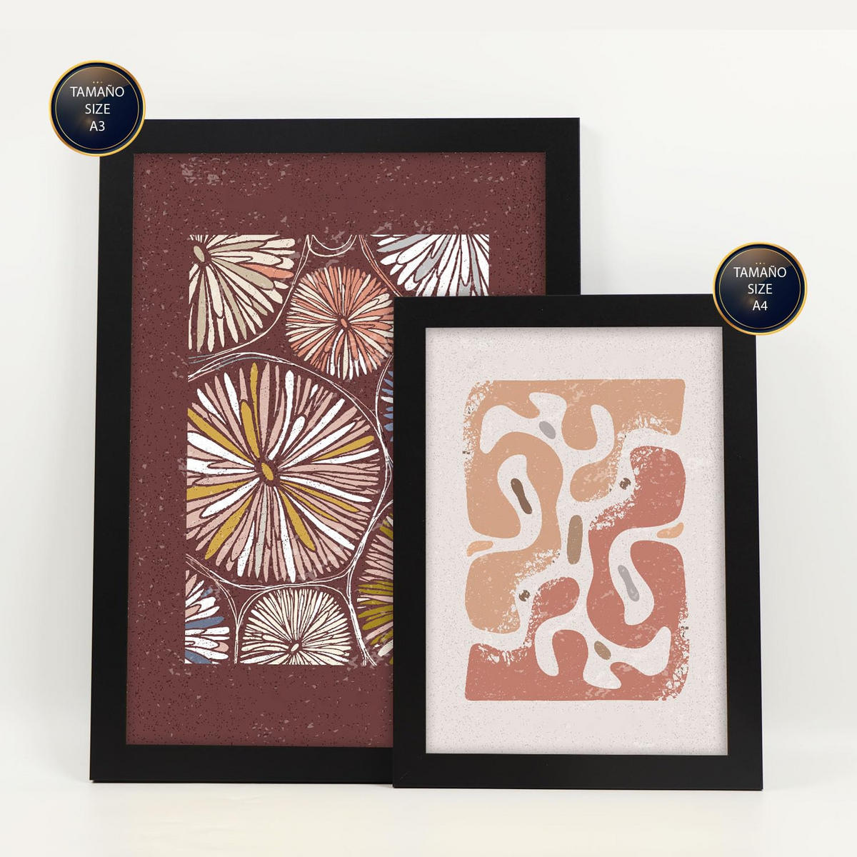 POSTER Set Mit 6 Drucken Mit Bürgersteig In Der Sammlung Ethnischer Stil A3 & A4 Schwarzer Rahmen - Schwarz, Papier (29/3cm) - Nacnic