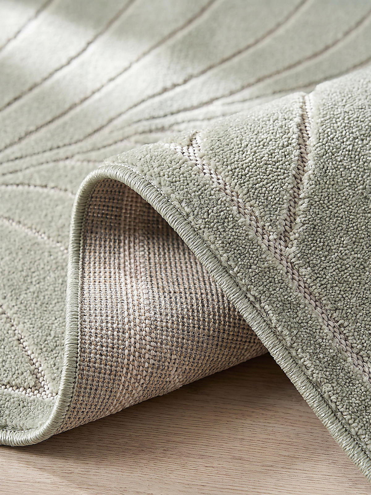 TEPPICH Outdoor, Fußbodenheizung-geeignet, mit Blattmotiv, aus Polypropylen, ENGADIN in Salbeigrün, 140 x 200 cm - Grün, Textil (140/200cm) - KADIMA DESIGN
