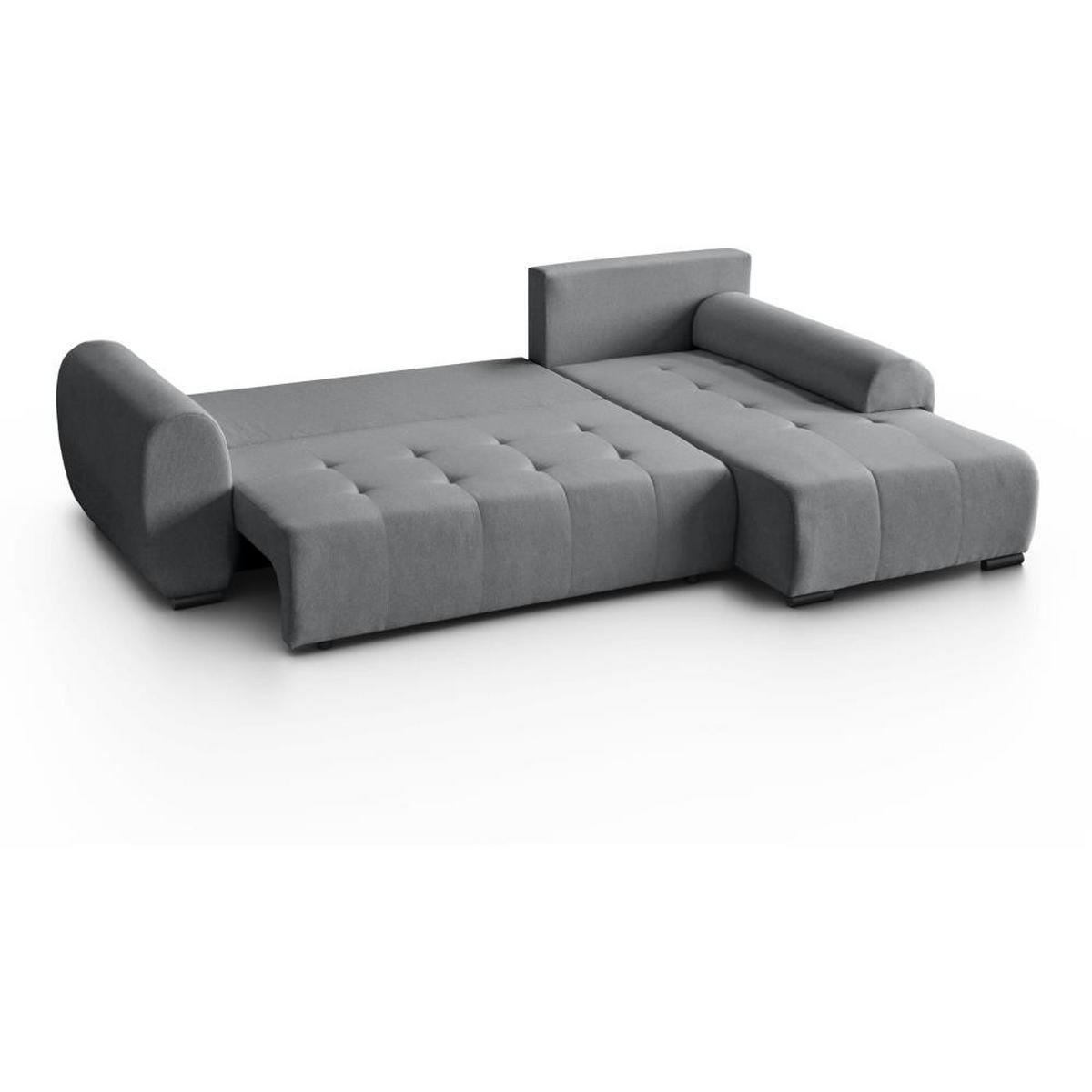 ECKSCHLAFSOFA Diana mt Bettkasten grau rechts - Schwarz/Grau, Textil (255/175cm) - Beautysofa