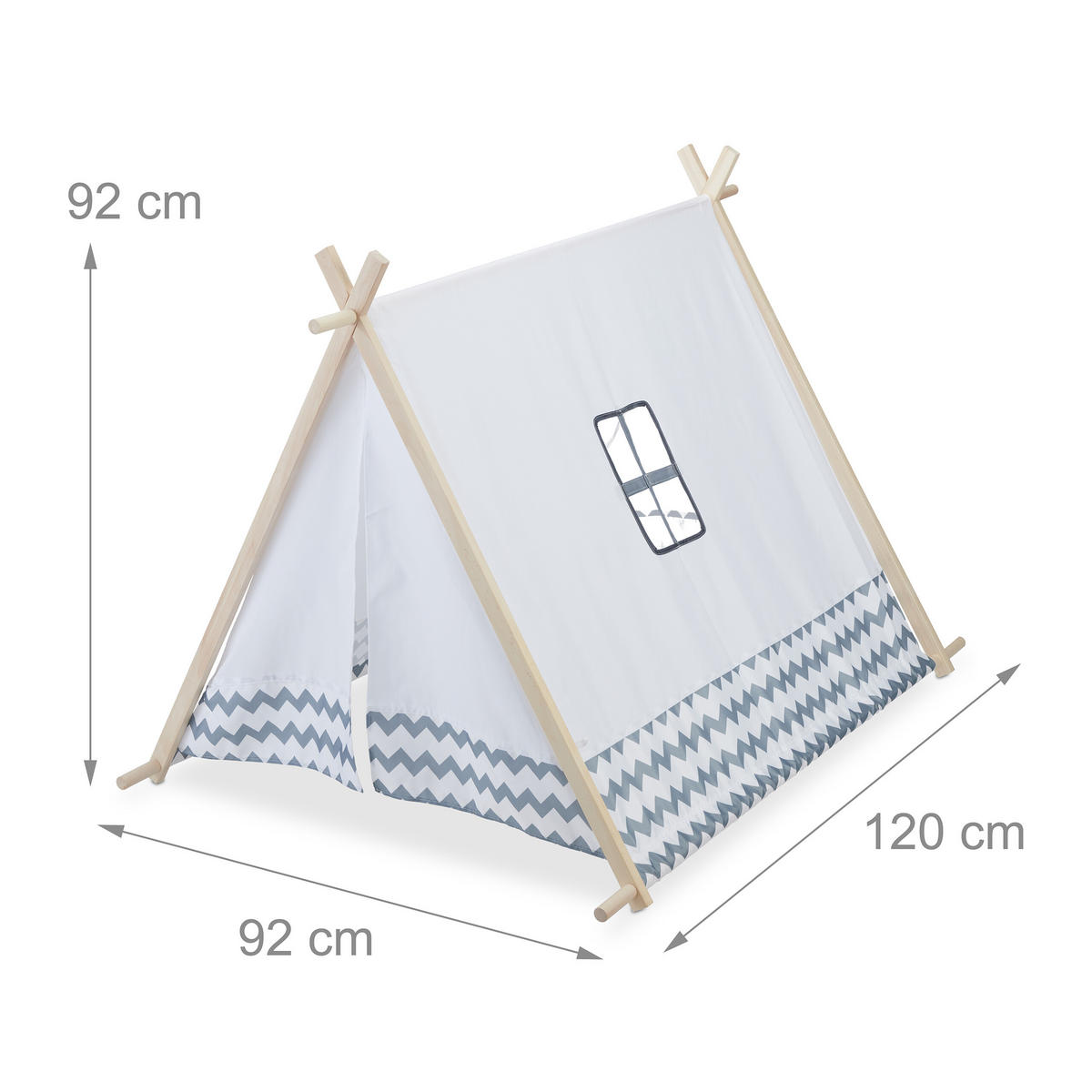 TIPIZELT - Weiß, Holz/Textil (92/120cm) - Relaxdays