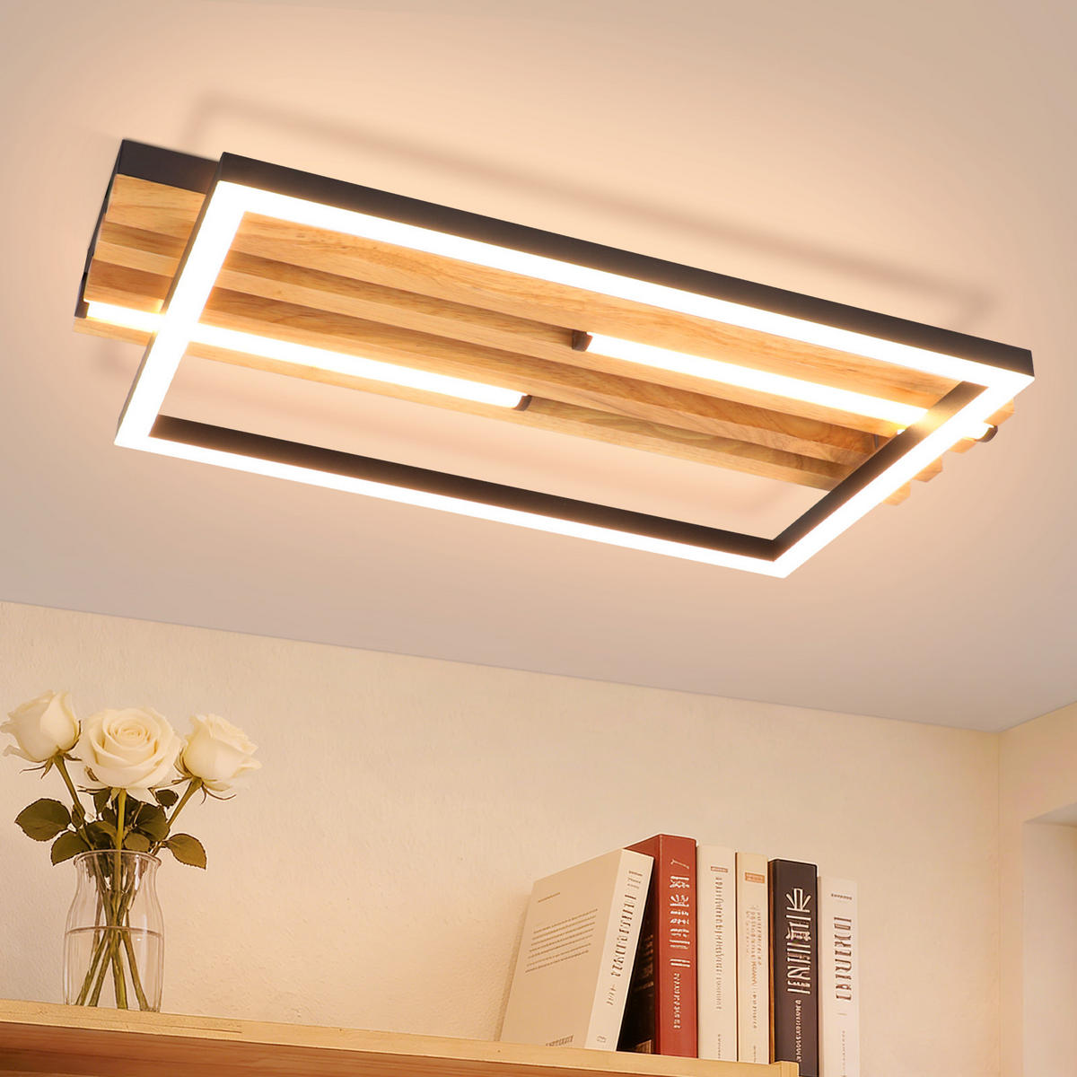 LED stropní svítidlo 32/38/6,8 cm - černá, kov (38/20.9/6.8cm) - Nettlife