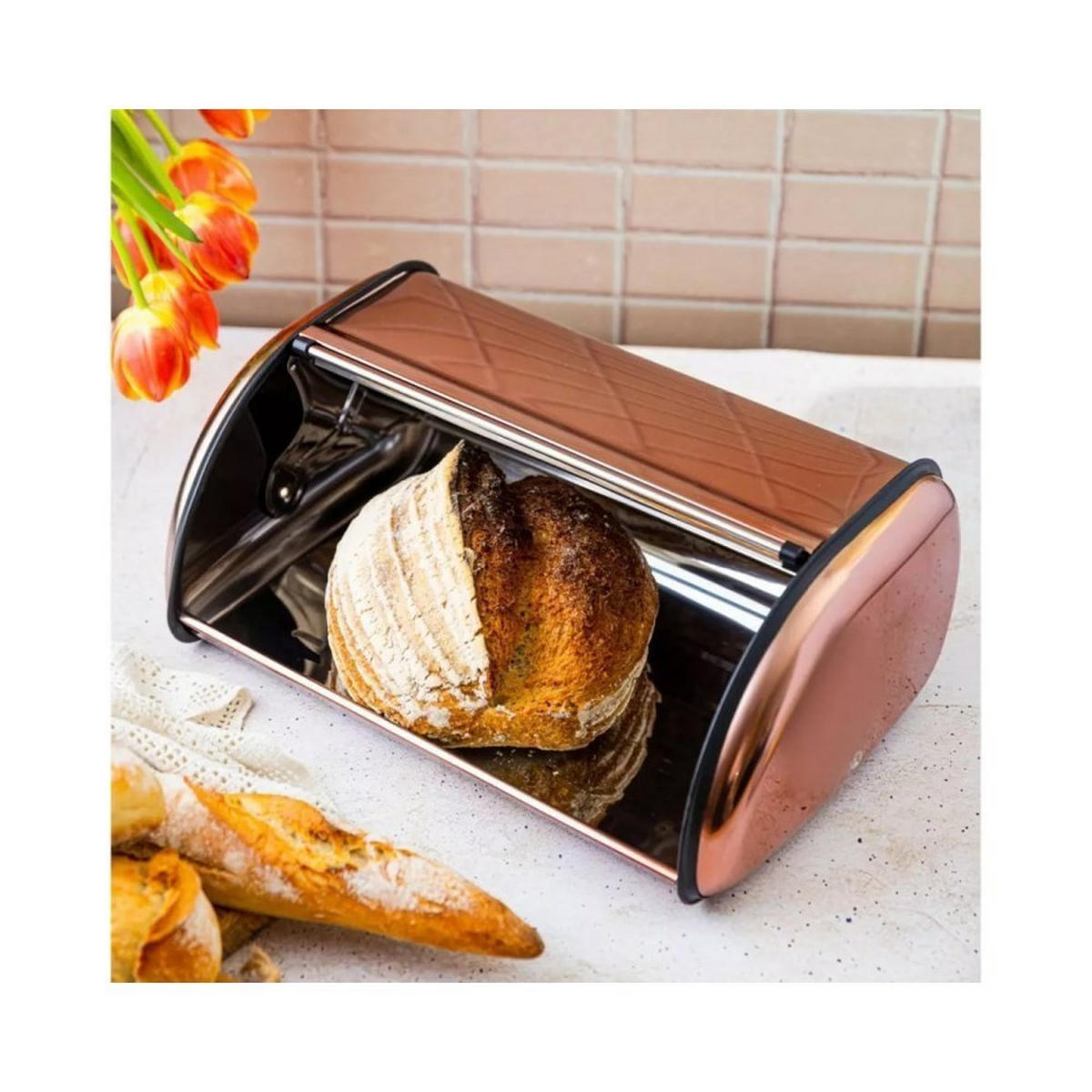 BROTKASTEN Rosa 36/24/15 cm KH1840 - Pink, Metall (24/15/36cm) - Kinghoff 