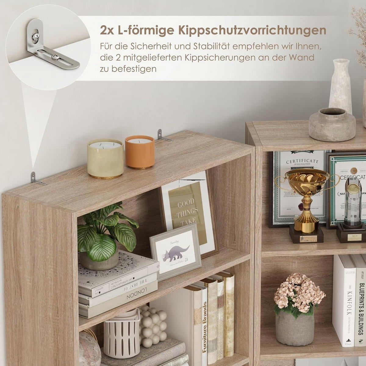 BÜCHERREGAL Helleiche 180 x 60 x 23,5 cm - Sandfarben, Holzwerkstoff (60/180/23.5cm)