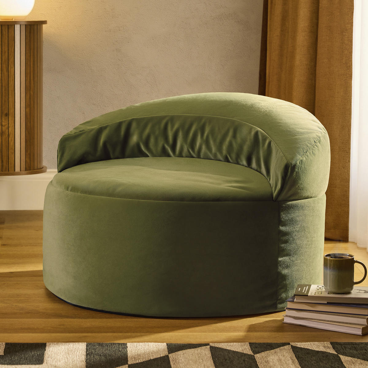 SITZSACK aus Samt Orb - Olivgrün, Textil (86/61/86cm) - icon