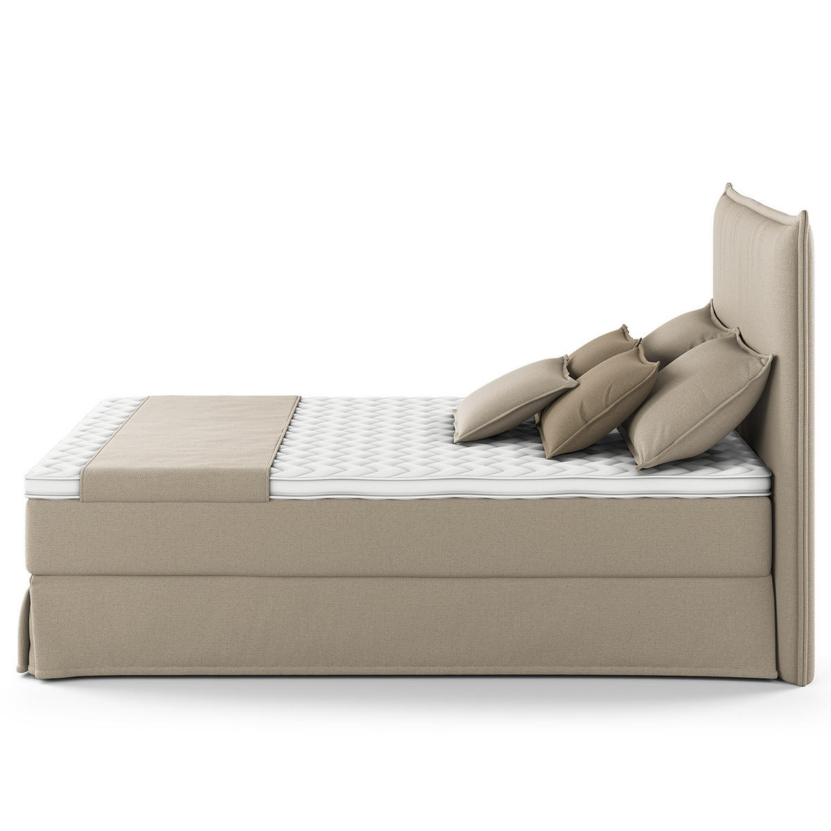 BOXSPRINGBETT mit Husse - Beige, Textil (140/200cm) - home24