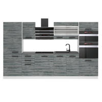 KÜCHENZEILE Mila 300 cm, ohne Arbeitsplatten, Glamour Wood - Grau, Holz (300/204/60cm) - B BELINI GROUP