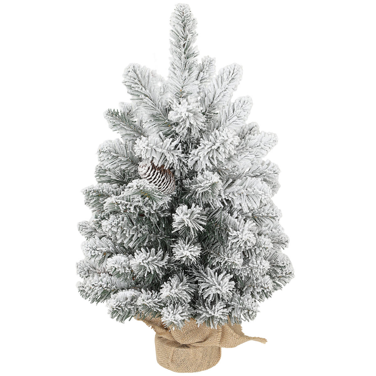 WEIHNACHTSBAUM DE-41557 Mini 60 cm, Schnee, 6 Zapfen - Weiß/Grün, Kunststoff (60cm) - ComfortXL