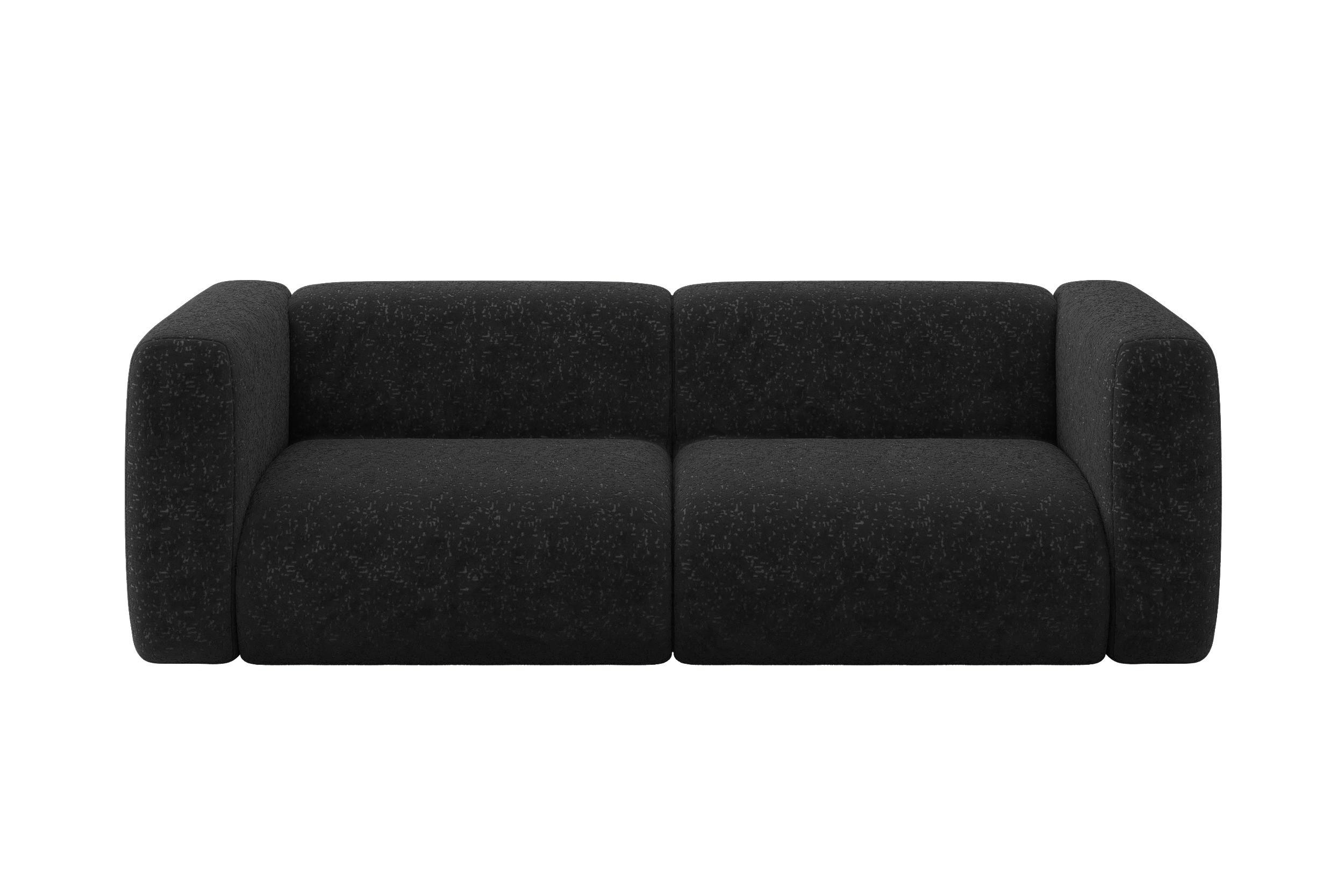 MODULARES Sofa 2-SITZER MIRA-S1 228x89x70 Schwarz cm Velours - Schwarz, Holzwerkstoff/Kunststoff (228/70/89cm) - ALTDECOR