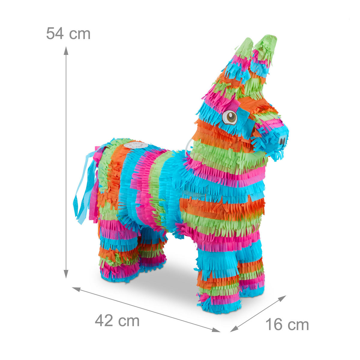 PINATA Esel - Multicolor, Papier/Wellpappe (16/54/42cm) - Relaxdays