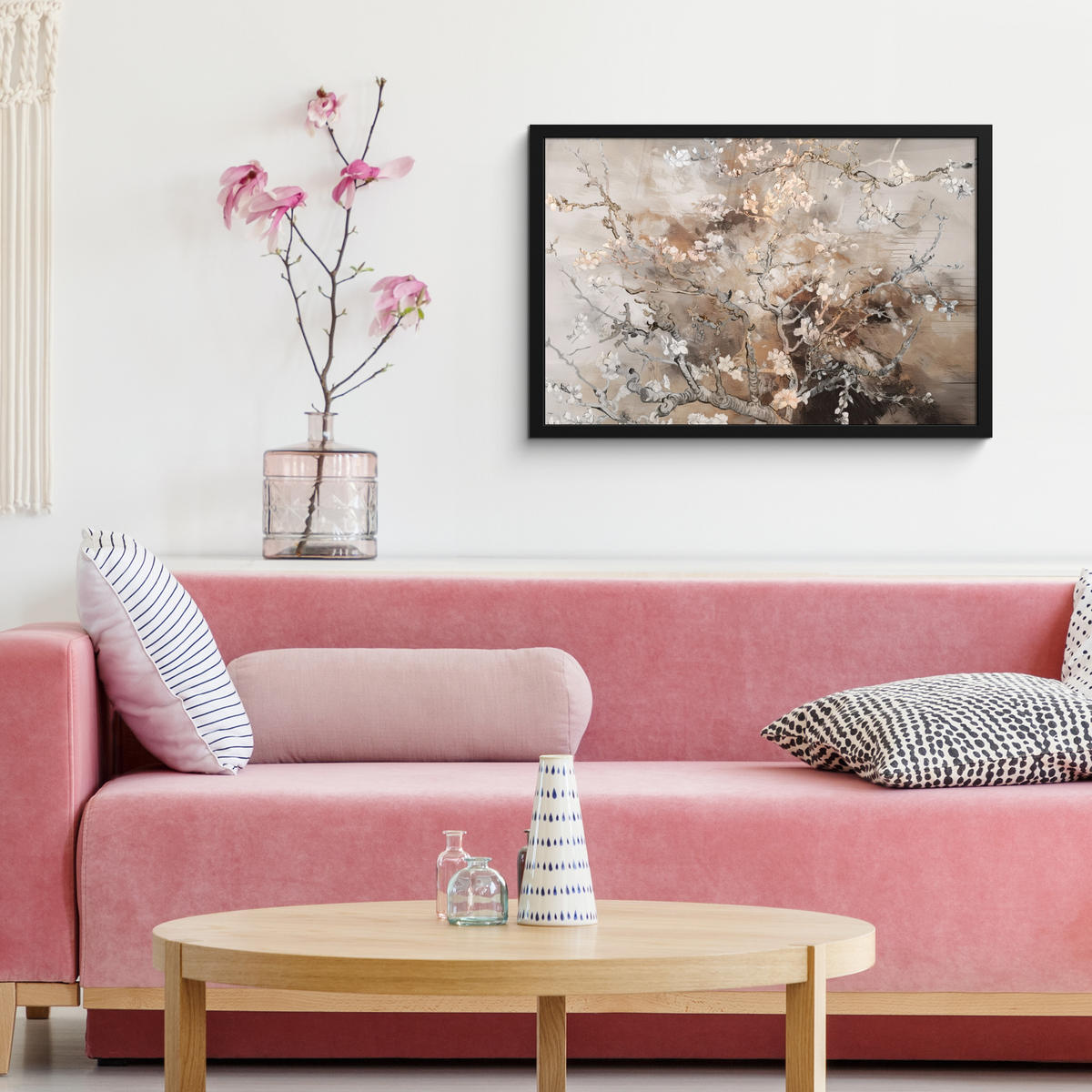 POSTER MIT RAHMEN Mandelblüte - Kunst - Van Gogh - Beige - Abstrakt 60x40 cm - Braun, Papier (60/40cm) - MuchoWow
