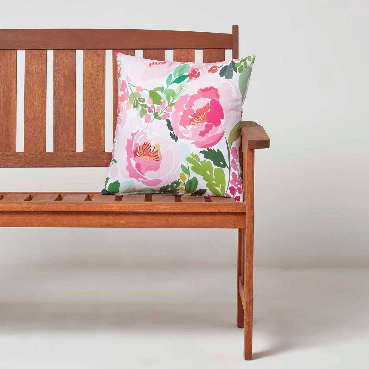 OUTDOOR-KISSEN 2er-Set 45/45 cm – Rosa Pfingstrosen - Multicolor, Textil (45/45cm) - Homescapes