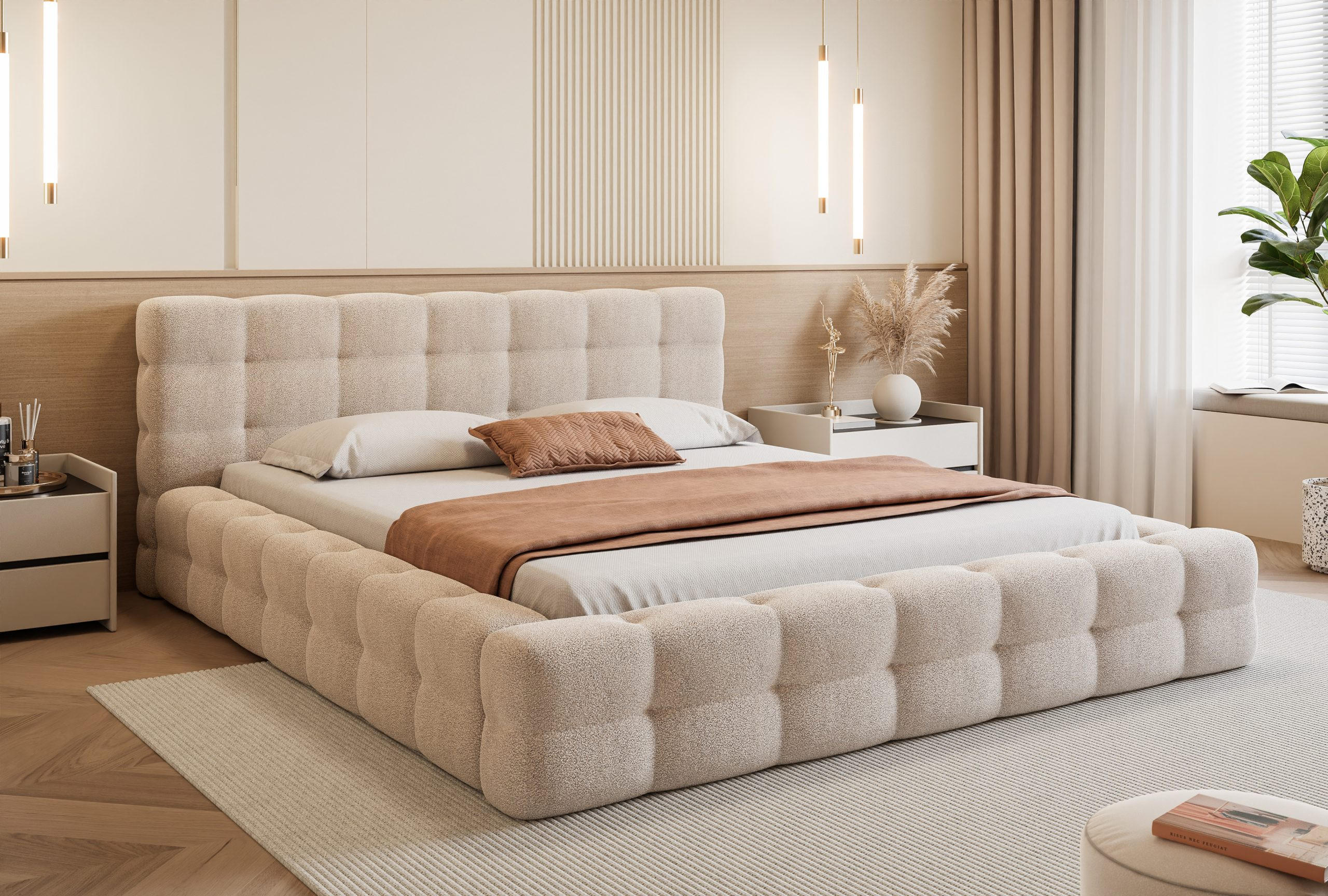 POLSTERBETT Calida 140x200 cm, Beige - Beige, Textil (140/200cm) - Fedve