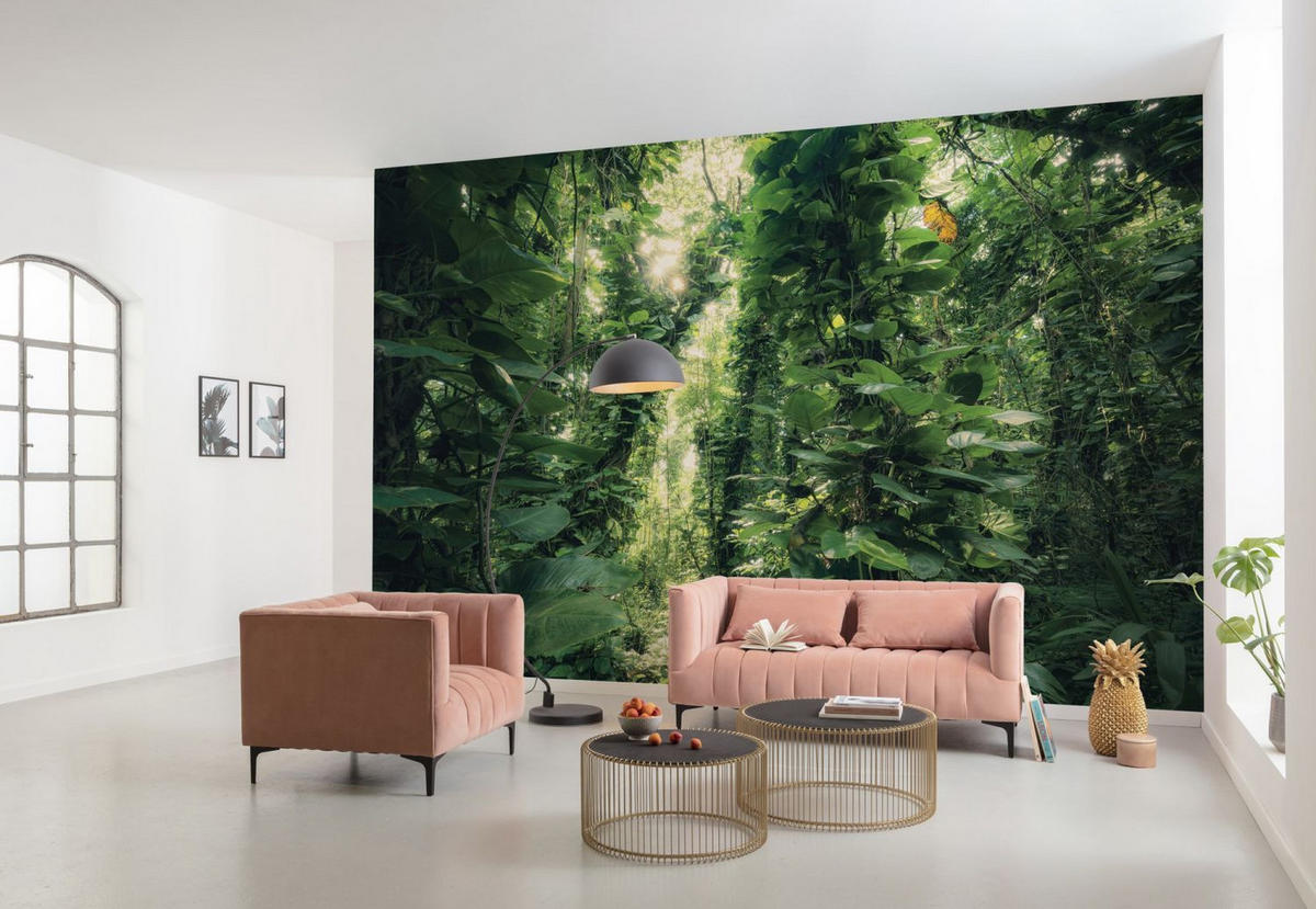 FOTOTAPETE Blätter 450 x 280 cm - Grün, Papier (450/280cm) - Sanders & Sanders