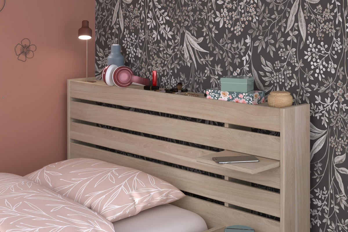 STAURAUMBETT Escale 11 in Japanischer Eiche 90x200cm mit Kommode von Parisot - Braun, Holzwerkstoff (90/200cm)