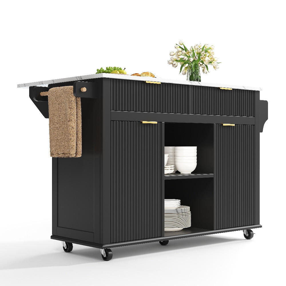 KÜCHENINSEL AUF ROLLEN, Klappbare Arbeitsplatte, MDF, Schwarz, 143/45/89,5 cm - Schwarz, Kunststoff (45/89.5/143cm) - Rolipo