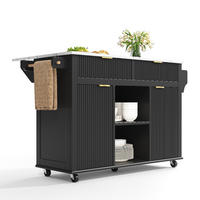 KÜCHENINSEL AUF ROLLEN, Klappbare Arbeitsplatte, MDF, Schwarz, 143/45/89,5 cm - Schwarz, Kunststoff (45/89.5/143cm) - Rolipo