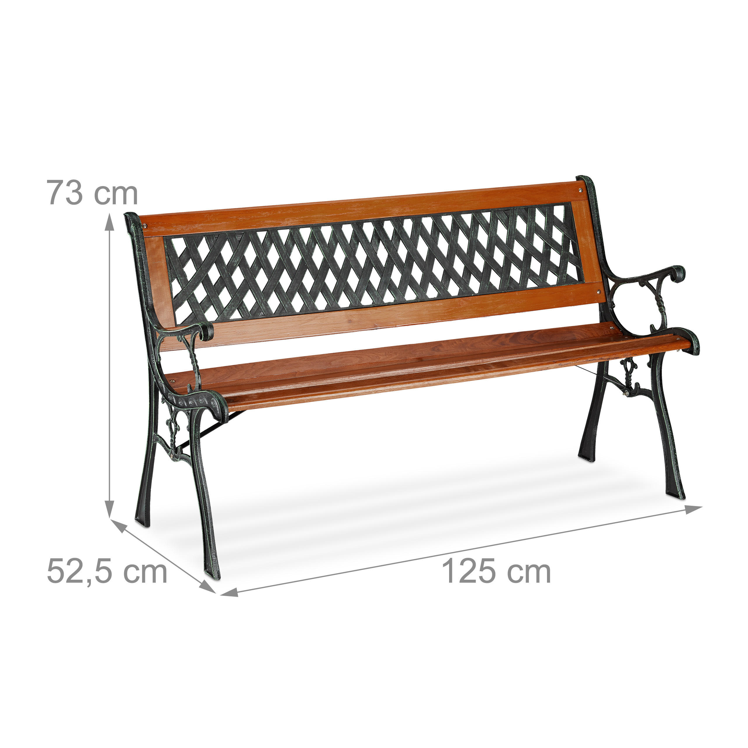 Thumbnail - Relaxdays Gartenbank, Mehrfarbig, Metall, Holz, Kunststoff, 125x73x52.5 cm, Gartenmöbel, Gartenbänke