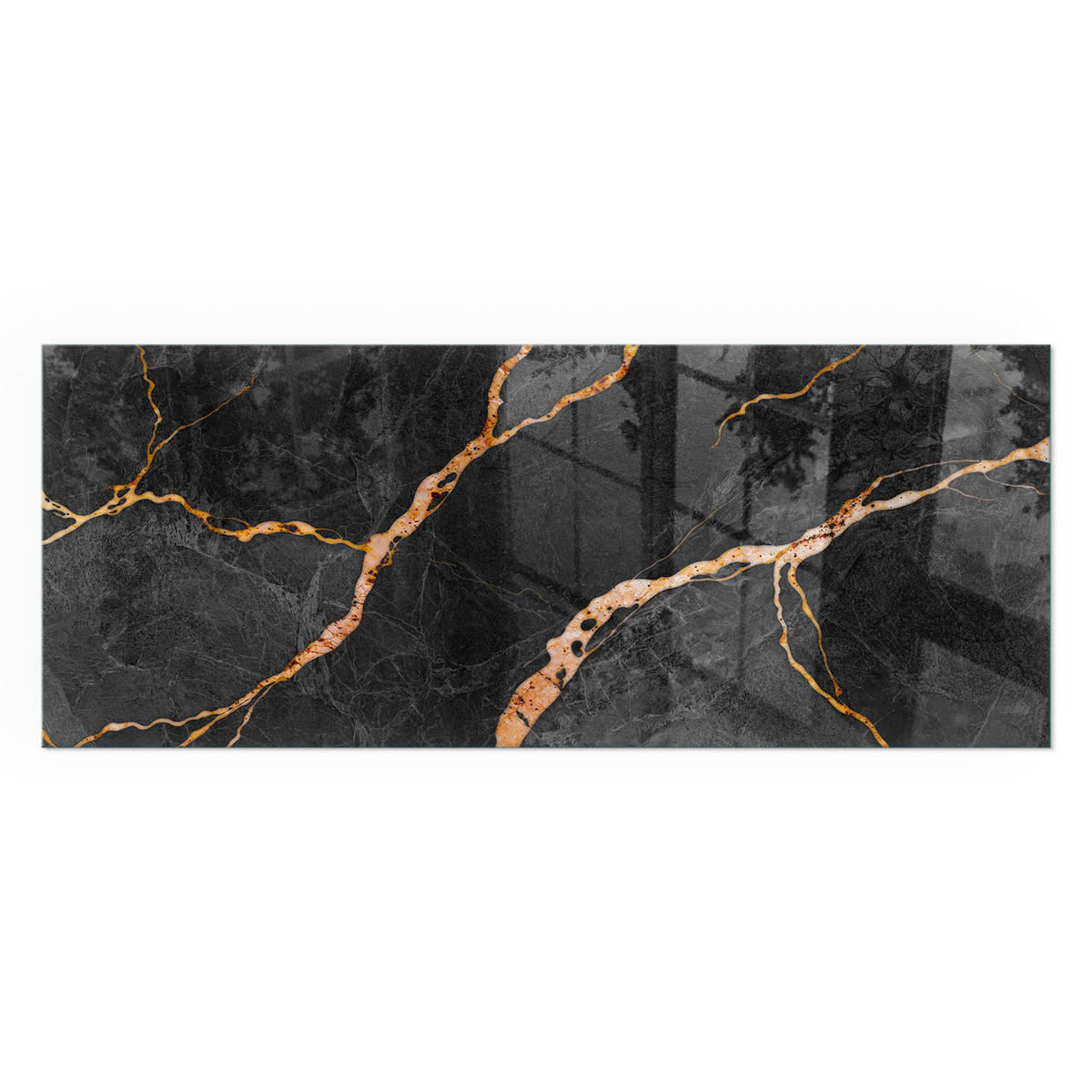 GLASPLATTE für Kamin 125x50 cm - Schwarz, Glas (125/50/0.4cm) - TULUP