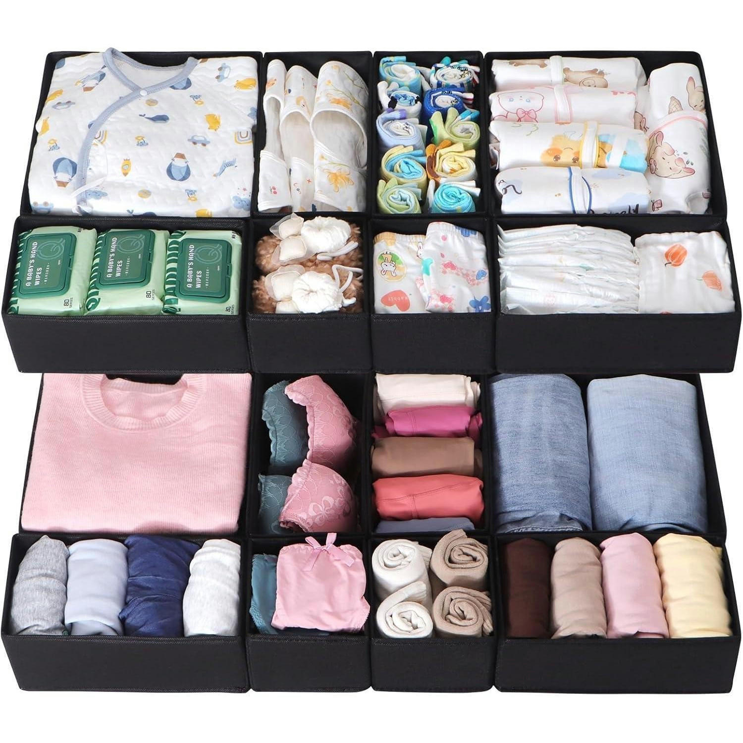 SCHUBLADEN Organizer 16er Set Schwarz - Multicolor, Textil (28/12/28cm)