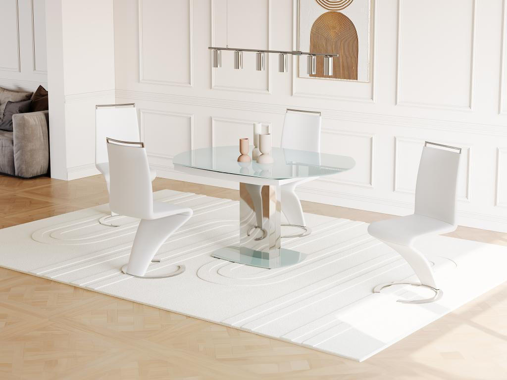 ESSTISCH ausziehbar - Glas & Metall - Weiß - TALICIA - Weiß, Glas (190/105/75cm) - Vente-Unique