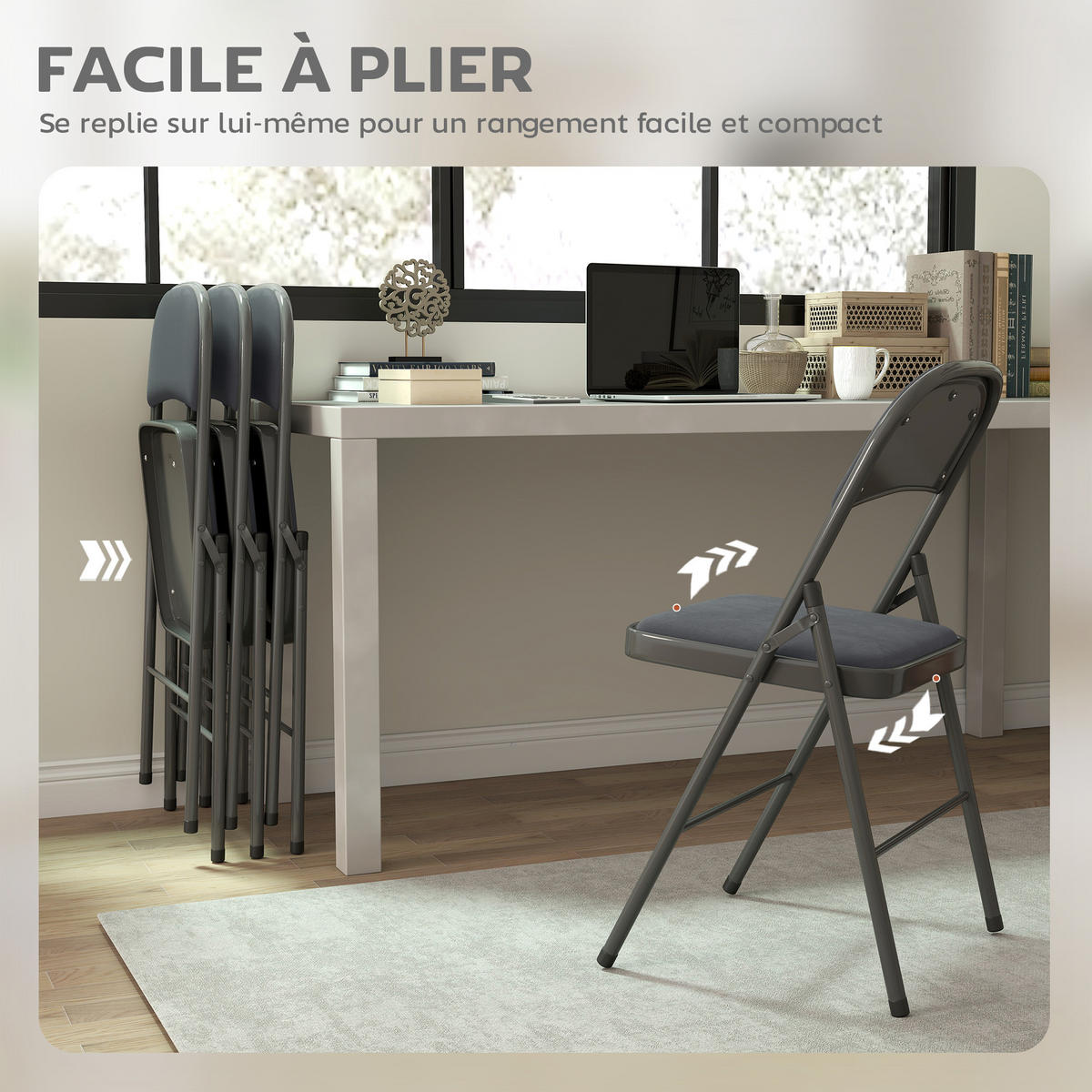 KLAPPSESSEL Grau 4 Stück - Grau, Naturmaterialien (45/78/46cm) - GiPP