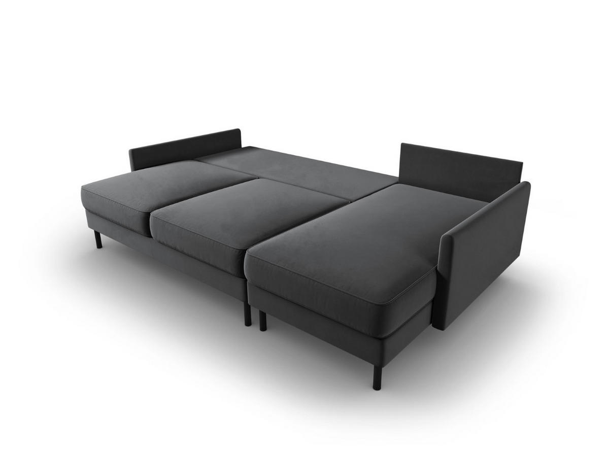 AUSKLAPPBARES-ECKSOFA rechts mit Container Scott aus Samt grau 5 Sitzplätze - Grau, Textil (142/212cm) - Micadoni