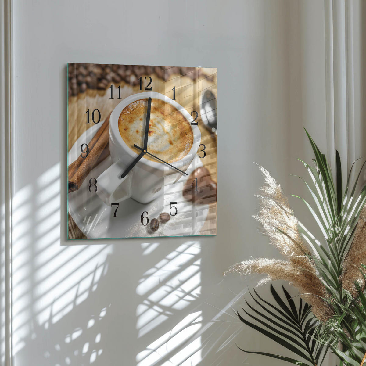 WANDUHR 30x30 cm - Kaffee - Braun, Glas (30/30/0.4cm) - TULUP