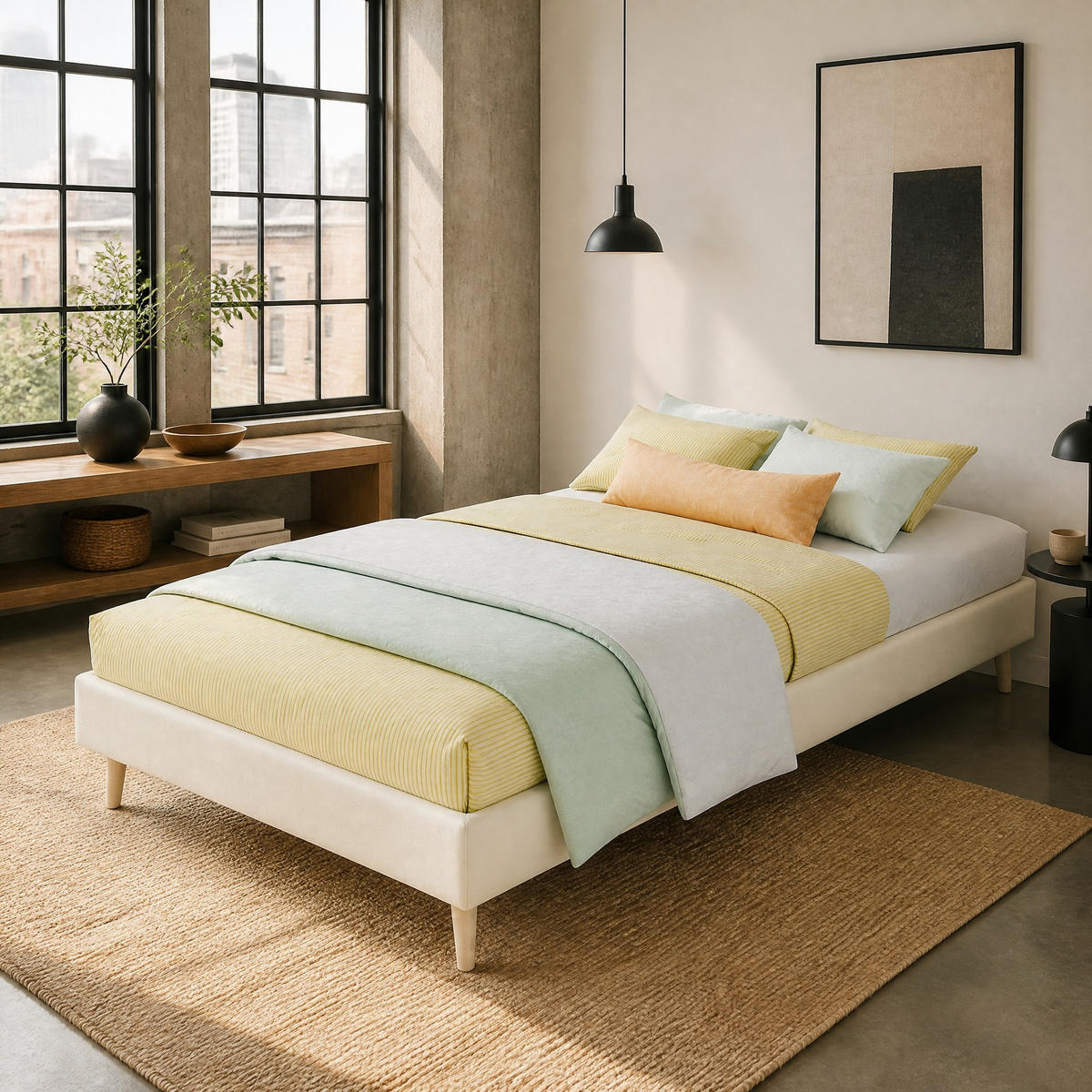 POLSTERBETT 90/200 mit Cartoon-Kopfteil und Samtbezug in Beige - Beige, Holzwerkstoff/Textil (90/200cm) - EVRYAE
