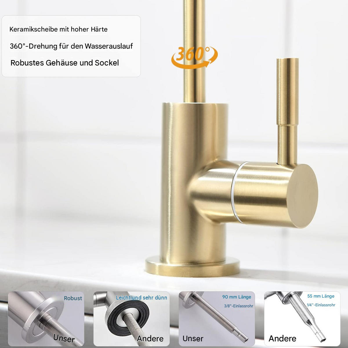 BADARMATUR, 28 x 16 cm, goldener 4-Punkt-Anschluss - Goldfarben, Metall (32/7/20cm) - Vallsero