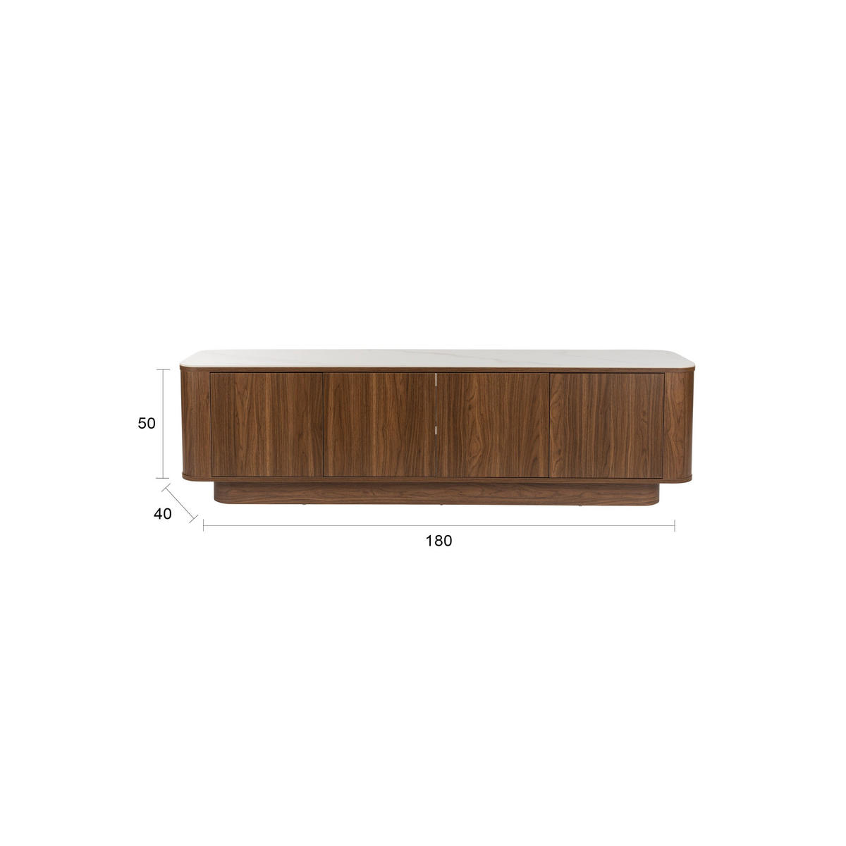 LOWBOARD Almira Niedrig 180 cm / Marmoroptik Walnussfarbe - Braun, Holzwerkstoff (180/50/40cm) - Housecraft Living