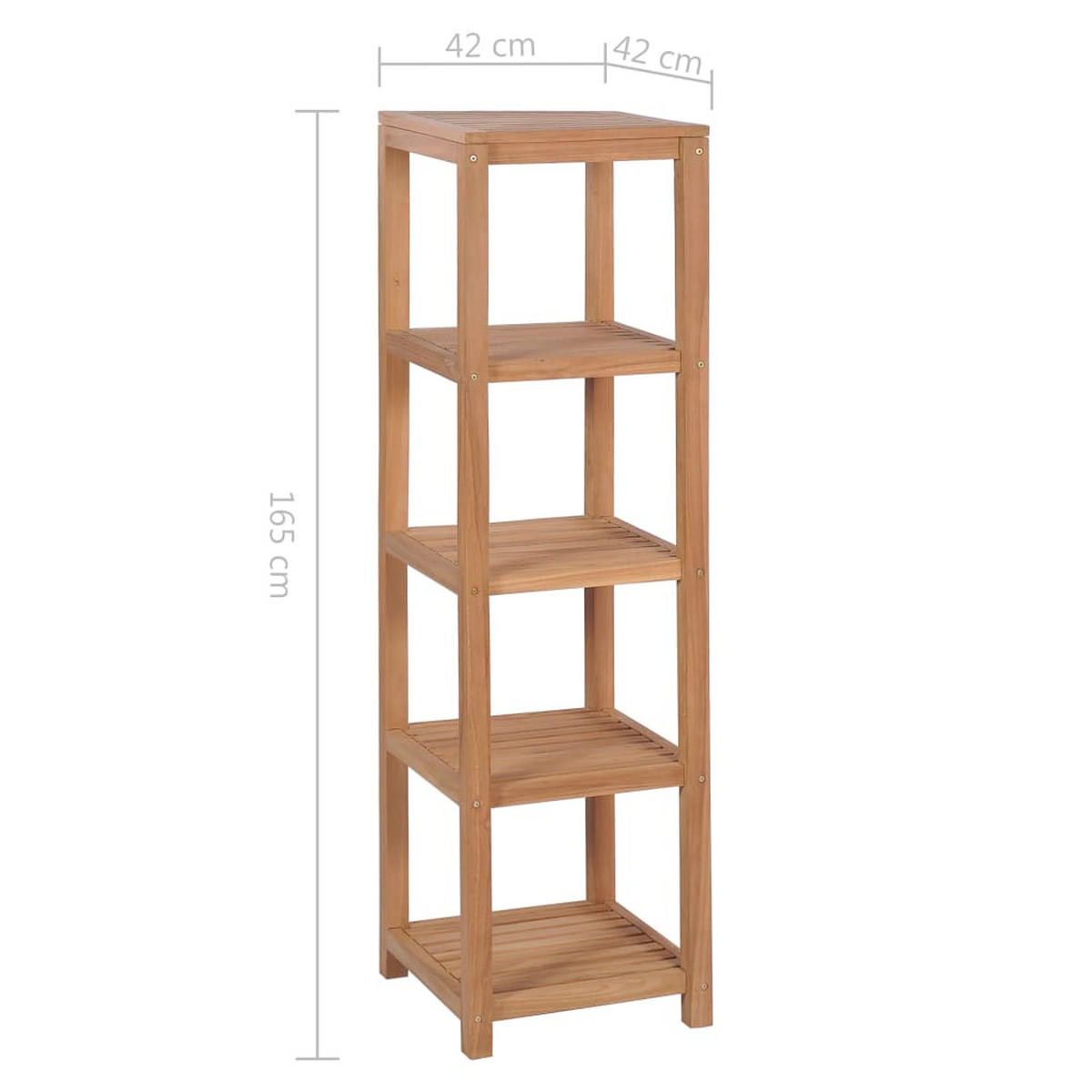 BADREGAL Mit 4 Böden Massivholz Teak 42/42/165 Cm - Braun, Holz (42/165/42cm) - vidaXL