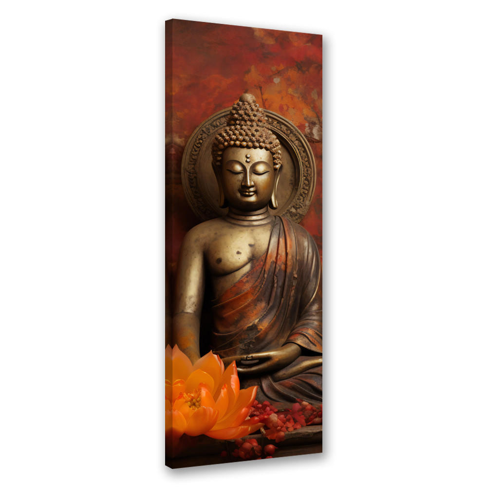 WANDBILD meditierender buddha und blumen - Braun, Textil (30/90cm) - Feeby