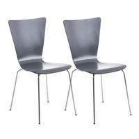BESUCHERSTUHL 2er Set Tokyo Holz Grau Konferenzstuhl Bürostuhl - Grau, Holz (43/84/50cm) - DELUKE